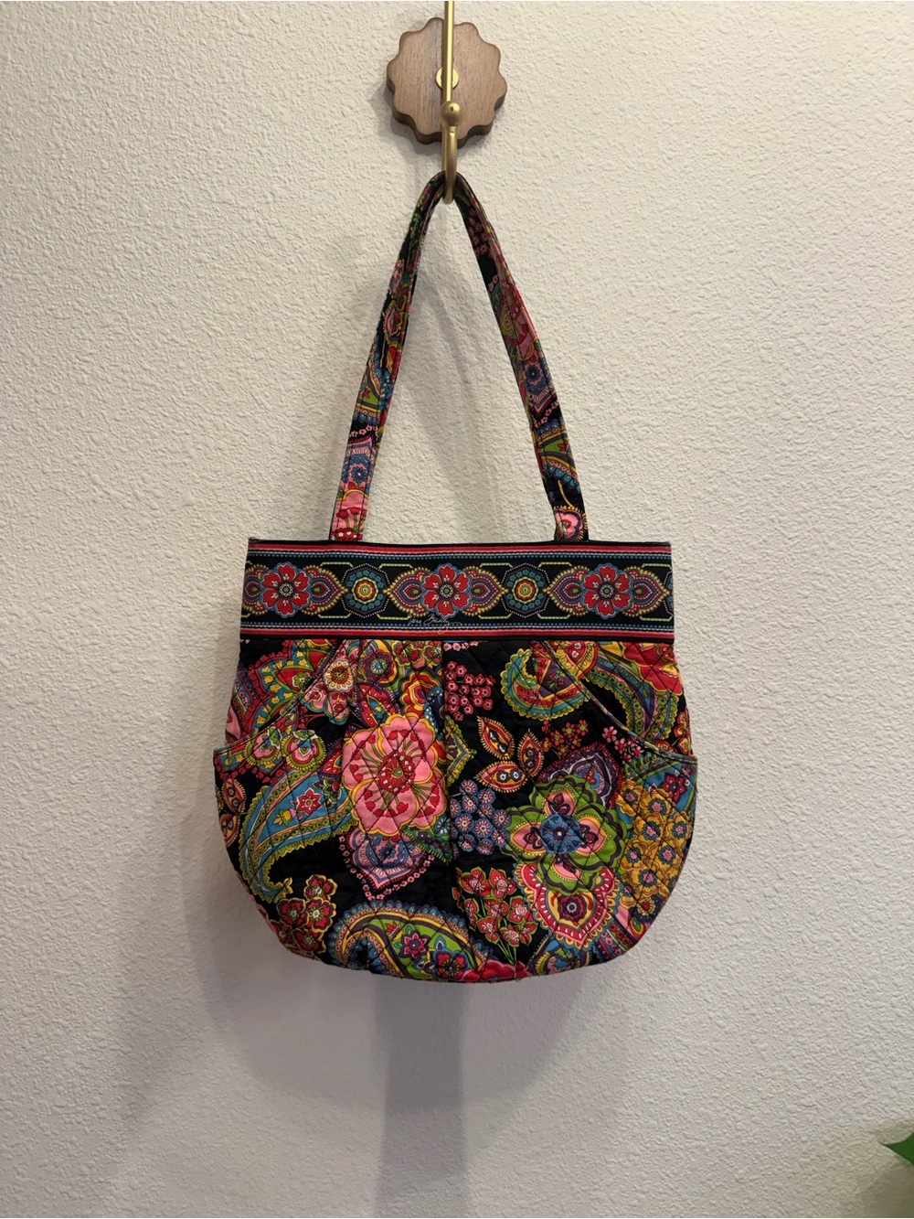 Vera Bradley Morgan Pleated Shoulder Bag Symphony in Hue Retired Print